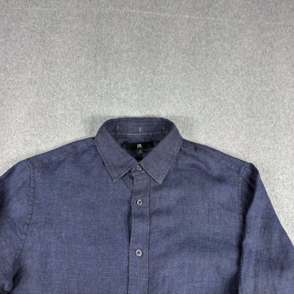 SOLD Banana Republic Men's 100% Linen Navy Dress Shirt M Slim Beach Chic